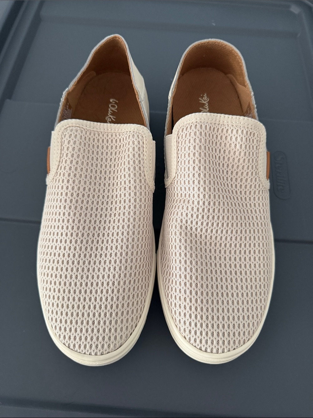 OluKai Women's Slip-On Mesh Flats in Cream